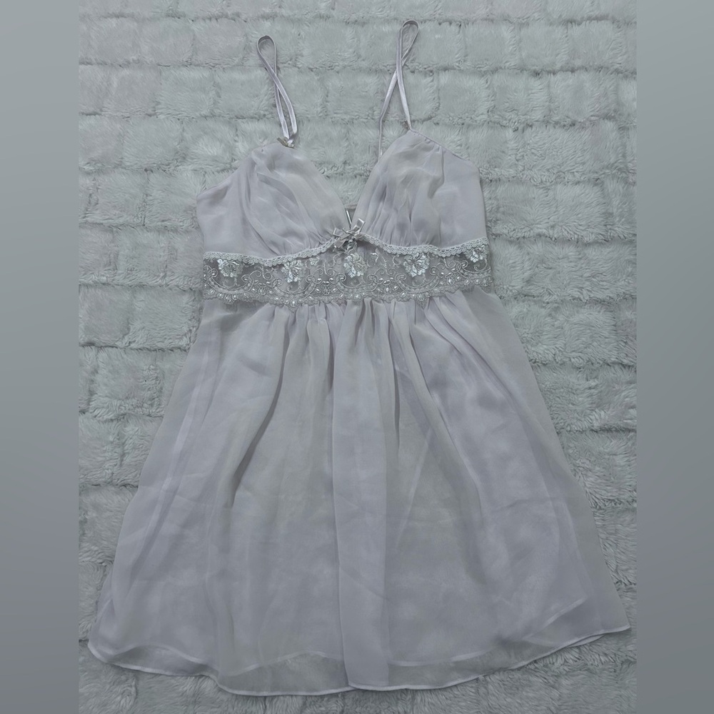 In Bloom by Jonquil baby pink sheer lingerie w/ bow and lace details Size Small